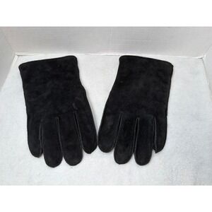 Fownes Gloves Women S/M Black Genuine Leather Suede Faux Shearling Lined Winter